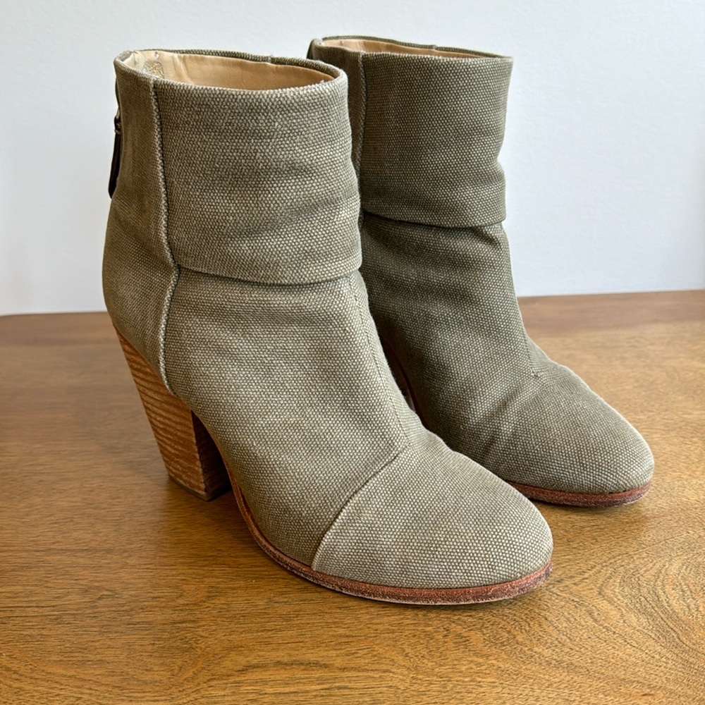 rag & bone Classic Newbury boot in light green canvas. Size 8.5 retails $495